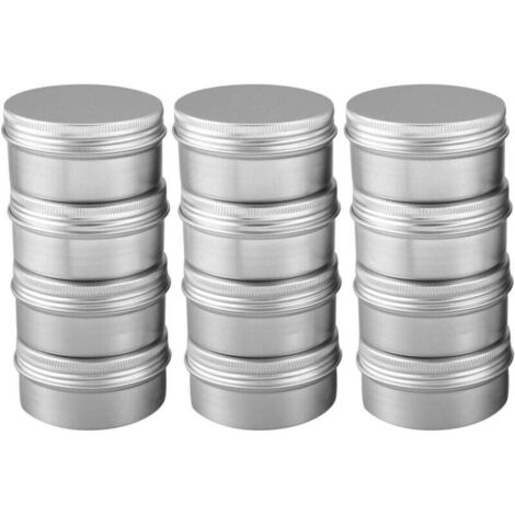 Paquet De 12 Boîtes 80 Ml Conteneurs Boîte À Thé En Aluminium Rangement Ronde Pour Baume Lèvres Métal Contenants Bocal Avec Bouchon Vis Lèvre