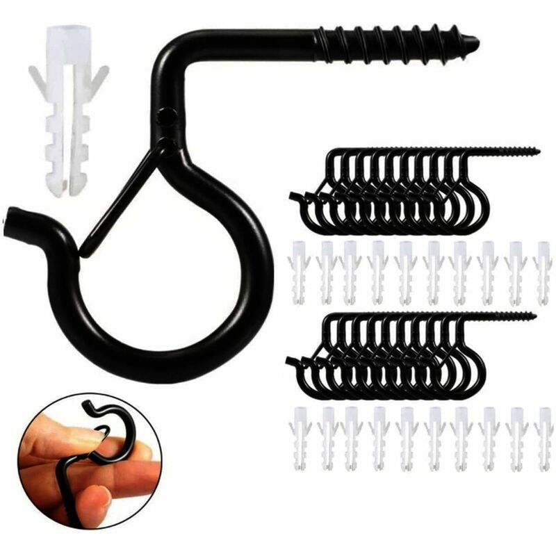 Linghhang - Paquet de 12 crochets à vis d'extérieur q Hook dotés d'une conception à boucle q pour un dégagement facile du fil extérieur et des