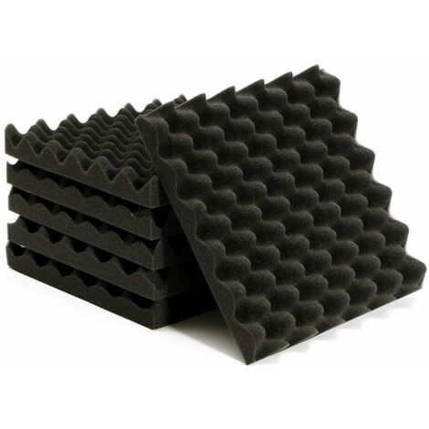 Paquet de 12 panneaux acoustiques, panneaux en mousse acoustique 30 x 30 x 2 cm, rembourrage insonorisé haute densité résistant au feu, noir