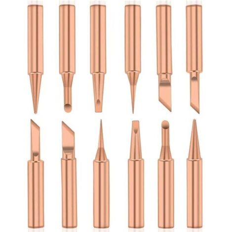 Paquet de 12 pointes de soudure en cuivre pur pointes de soudure sans plomb Station de soudage 900M-T outils de soudage pour hangar Radio