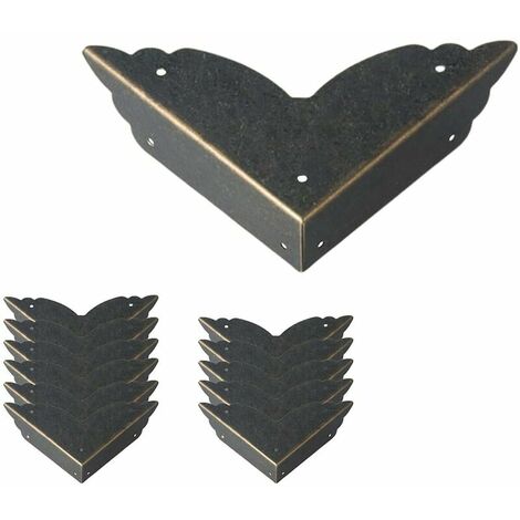 Lot de 8 supports de protection d'angle en fer antique pour meuble ou  coffre de table
