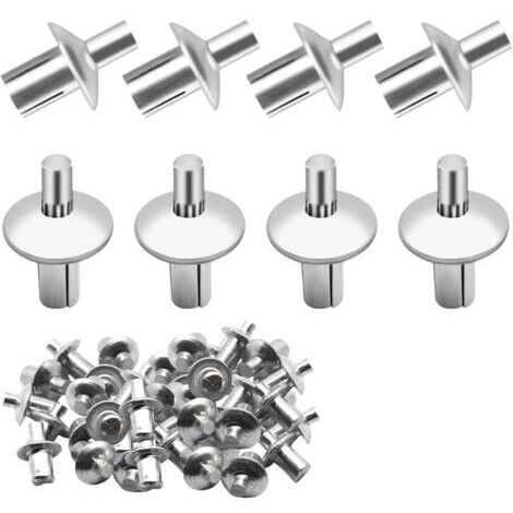 Paquet de 150 rivets d'entraînement : rivets d'entraînement à frapper, rivets à tête ronde et noyau en aluminium, rivets aveugles, utilisés pour la fixation de pièces automobiles, de métal, de bois, e