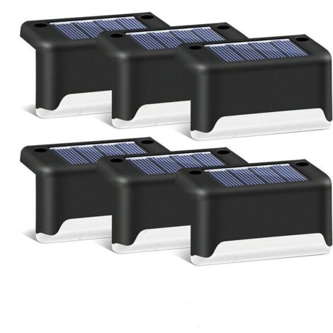 Paquet de 16 Lampes de Terrasse Solaires Lampes de Pont à LED Étanches Lampes D'extérieur à Énergie Solaire pour Terrasse Escaliers Voie de Jardin Marche Et Clôtures-Coque Noire + Lumière Blanche