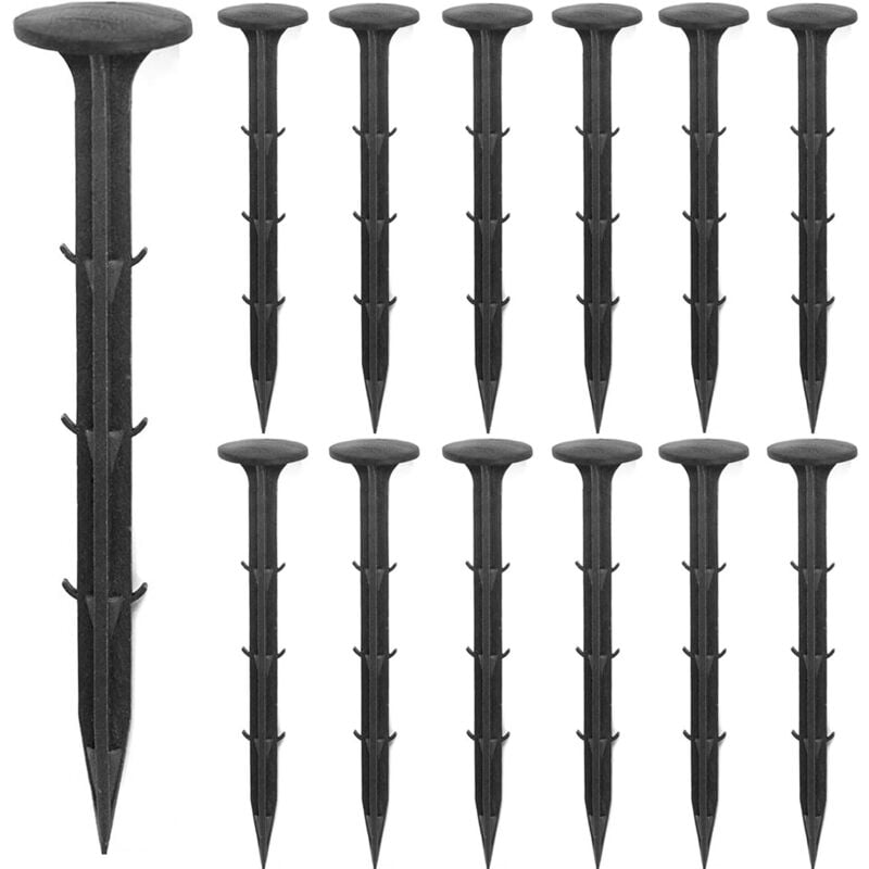 Tonchean - Paquet de 160 piquets de pelouse de jardin en plastique de 16 cm, ancres de paysage robustes, clous antirouille pour bordure de pelouse au