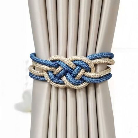Paquet de 2 attaches magnétiques pour rideaux, bleu ciel et champagne, sans perçage.