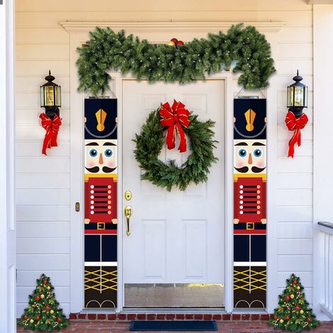 Paquet de 2 bannières de Noël Casse-Noisette pour porte d'entrée maison jardin intérieur extérieur fête d'enfants 30x180cm