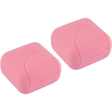 Paquet de 2 boîtes à savon portables scellées carrées étanches et étanches (rose)