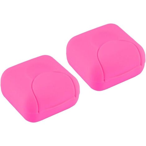 Paquet de 2 boîtes à savon portables scellées carrées étanches et étanches (rose)