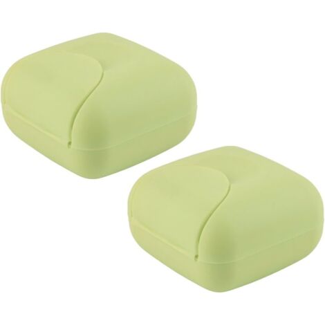 Paquet de 2 boîtes à savon portables scellées carrées étanches et étanches (vert)