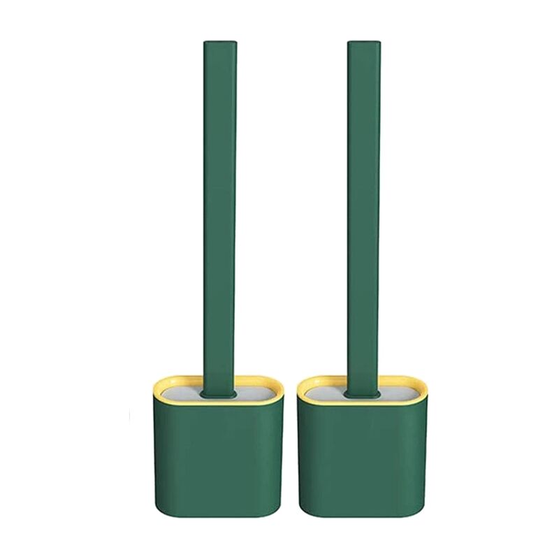 Tlily - Paquet de 2 Brosses de Toilette avec Support, Brosse de Toilette à Long Manche avec Support, Ensemble de Brosses de Nettoyage pour (Vert)