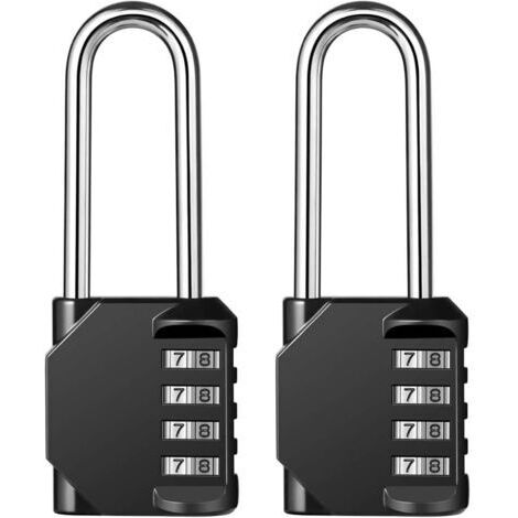 Paquet de 2 cadenas à combinaison - Cadenas résistants à la rouille à 4 positions