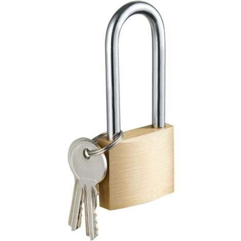 Paquet De 2 Cadenas En Laiton Massif À Anse Longue 40 Mm Pour Portail Clôture Et Abri Jardin