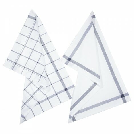 Paquet de 2 chiffons de cuisine modèle check bleu 45x70cm