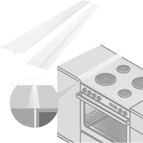 Paquet de 2 couvercles de joint de comptoir de cuisine en silicone, longueur de remplissage 53 cm, scellage entre la cuisinière et le four (Blanc)