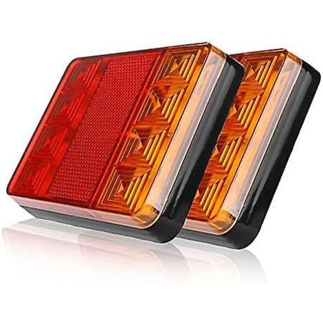 Paquet de 2 feux arrière de remorque, feux arrière de camion de voiture à 8 LED, feux d'avertissement étanches, feux arrière pour remorque