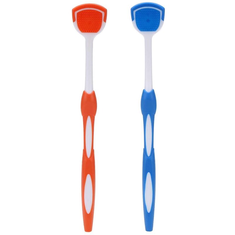 Tuserxln - Paquet de 2 gratte-langue, brosse nettoyante pour langue pour adultes, épurateur de langue pour une meilleure respiration (bleu et orange)
