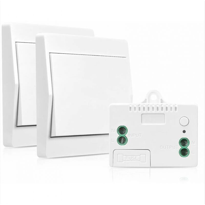 Linghhang - Paquet de 2) interrupteur auto-alimenté sans fil sans batterie, interrupteur de sécurité émetteur rf et contrôleur de récepteur,