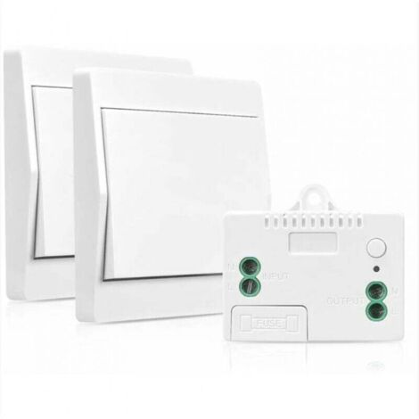 (Paquet de 2) interrupteur auto-alimenté sans fil sans batterie, interrupteur de sécurité émetteur RF et contrôleur de récepteur, télécommande murale 200 M, 433 MHz,
