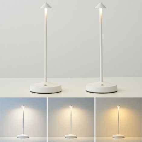 Paquet de 2 lampes de table sans fil, lampe de bureau LED portable, veilleuse tactile rechargeable à intensité variable, 3 températures de couleur