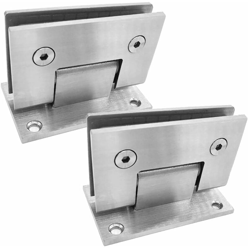Minkurow - Paquet de 2 pince de salle de bain à usage intensif, charnière de porte en verre en acier inoxydable, charnière de porte en verre fixe