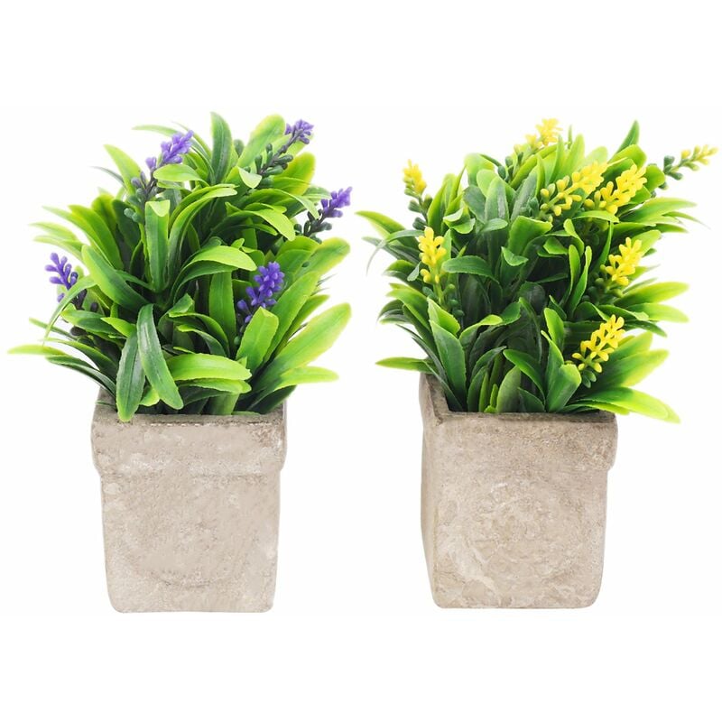 Tlily - Paquet de 2 Plantes Artificielles dans des Pots pour la DéCoration IntéRieure EsthéTique D'IntéRieur, DéCor D'Automne Faux Fleurs de Lavande