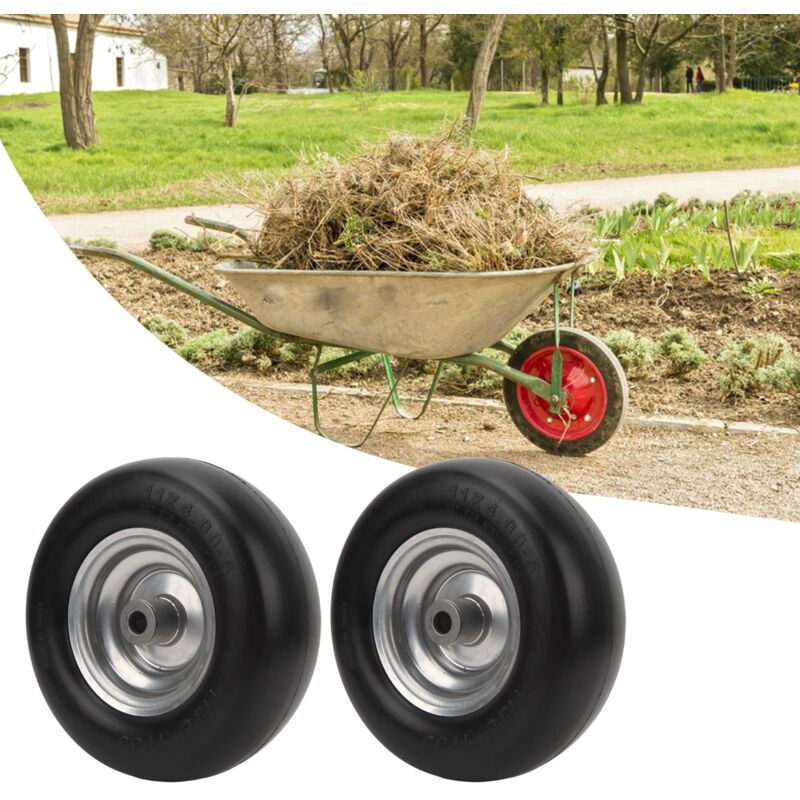 Ikodm - Paquet de 2 pneus pneumatiques pour tondeuse à gazon à roues de 11 x 4,00 à 5 po sans crevaison