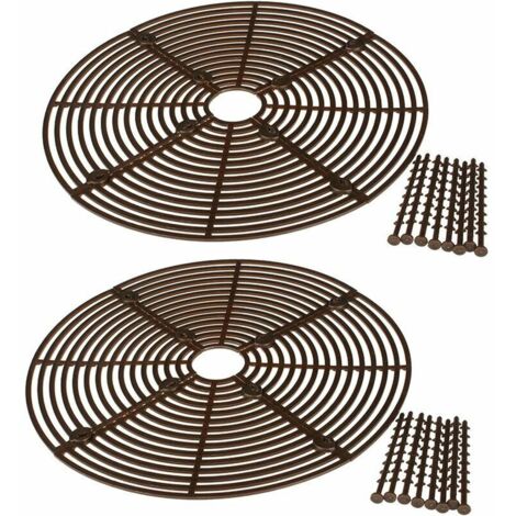 Paquet de 2 protecteurs de sol pour pots de fleurs - Protection contre les chats, les enfants et les animaux domestiques 30 cm (grille marron)