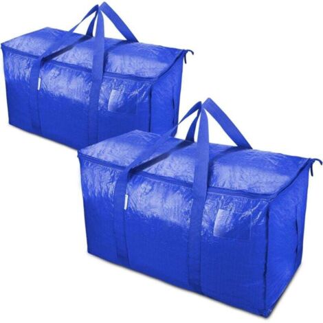 Paquet de 2 sacs de déménagement Extra larges avec fermetures éclair et poignées de transport, boîtes de déménagement fourre-tout de rangement robustes pour un gain de place