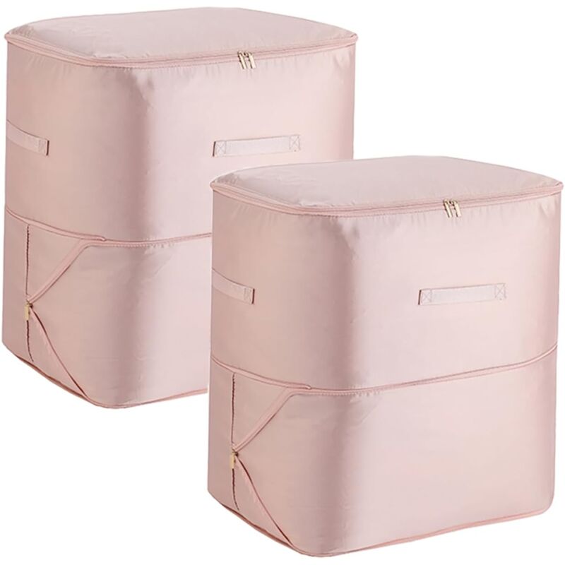 XVX - Paquet de 2 sacs de rangement auto-compressants peu encombrants, sac d'espace de voyage, sac de couette portable, couverture, doudoune, rose,