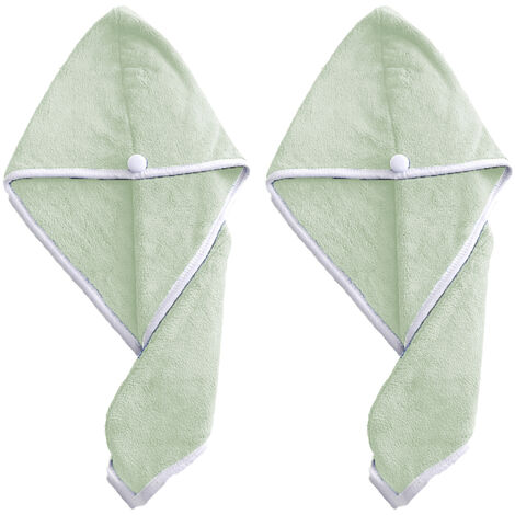 Paquet de 2 serviettes de cheveux pour femmes, bonnet de serviette de tête, enveloppe de serviette de turban de cheveux pour cheveux longs bouclés anti-frisottis vert clair