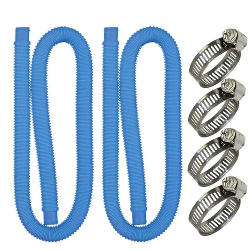 Paquet de 2 Tuyau piscine,Tuyau piscine 32mm,Tuyau aspirateur piscine avec 4 colliers de serrage métalliques,Tuyau pompe piscine applicable à