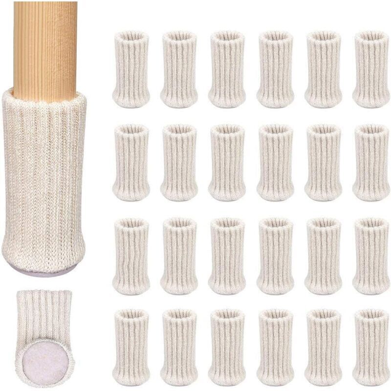 Paquet de 24 chaussettes de pied de chaise tricotées antidérapantes, adaptées aux pieds de chaise de 1 à 2 pouces pour éviter les rayures et réduire