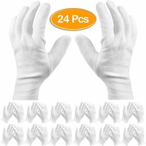 6 Paires (12 Gants) Gants Blanc Coton Dermatologie Gants Photographe Gants  Coton Eczema Tissu Lavable Gants de Travail Pour Mains Sèches