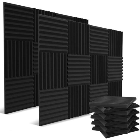 Paquet de 24 panneaux acoustiques, panneaux en mousse acoustique 30 x 30 x 2,5 cm, rembourrage insonorisé haute densité, noir