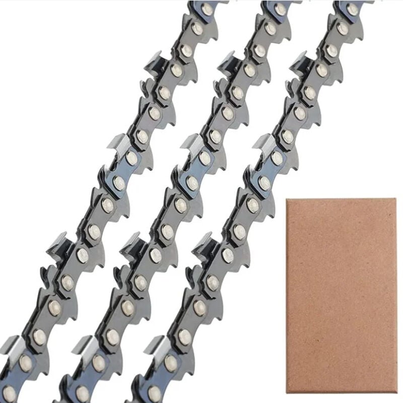 Rwoythk - 3 pièces Ensemble de chaînes de tronçonneuse de 18 pouces, chaîne à angle droit de 37 couteaux, 74 sections accessoires pour scies à huile.