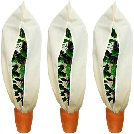 Paquet de 3 housses de protection contre le gel pour plantes, housse en molleton de jardin extérieur 80x100cm anti-gel.