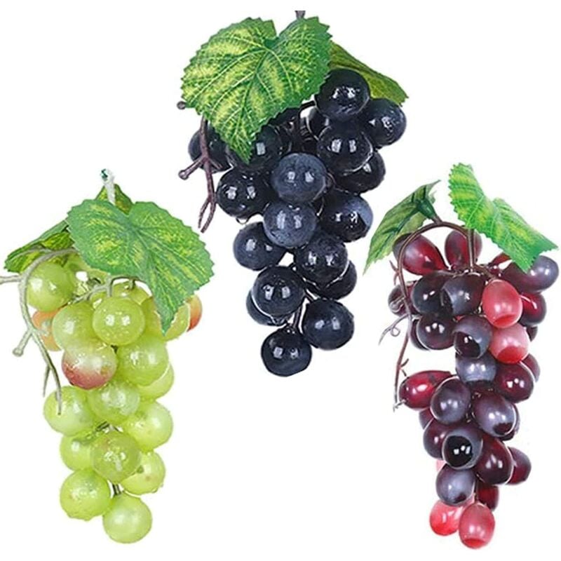 Ugreat - Paquet de 3 Raisins artificiels variés grappes de Raisins givrés Raisin en Caoutchouc Raisins DéCoratifs Ornements Suspendus pour La Faveur