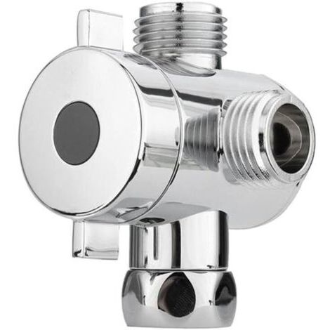 (Paquet de 3) tête de robinet inverseur à 3 voies, bras de douche à pulvérisation de salle de bains, adaptateur de flèche à 3 voies (Chrome)