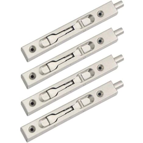 Paquet de 4 (2 paires) Verrou à glissière de verrou de pêne affleurant de porte, action de levier de sécurité de pêne dissimulé, pêne coulissant en acier inoxydable - (15 cm de longueur)