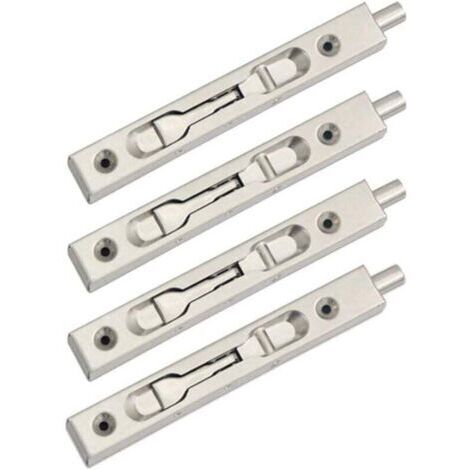 Paquet de 4 (2 paires) Verrou à glissière de verrou de pêne affleurant de porte, action de levier de sécurité de pêne dissimulé, pêne coulissant en acier inoxydable - (15 cm de longueur)