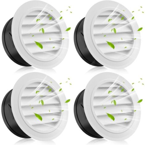 Paquet de 4 évents de soffite de 4 pouces, couvercle d'aération rond avec moustiquaire intégrée, couvercle de Grille à persiennes en ABS, évent de soffite blanc pour sèche-linge