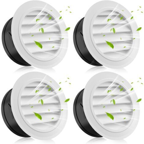 Paquet de 4 évents de soffite de 4 pouces, couvercle d'aération rond avec moustiquaire intégrée, couvercle de Grille à persiennes en ABS, évent de soffite blanc pour sèche-linge