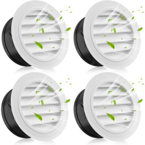 Paquet de 4 évents de soffite de 4 pouces, couvercle d'aération rond avec moustiquaire intégrée, couvercle de Grille à persiennes en ABS, évent de soffite blanc pour sèche-linge