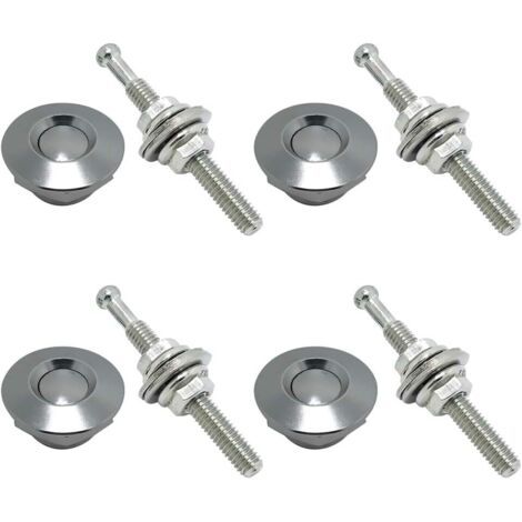 Paquet de 4 Goupilles universelles en Aluminium de Capot de véhicule Clip Verrouillage Plaque immatriculation Bonnet Bouton-Poussoir Butoir loquet Verrouillage dégagement Rapide 1,25 Pouce (Argent)