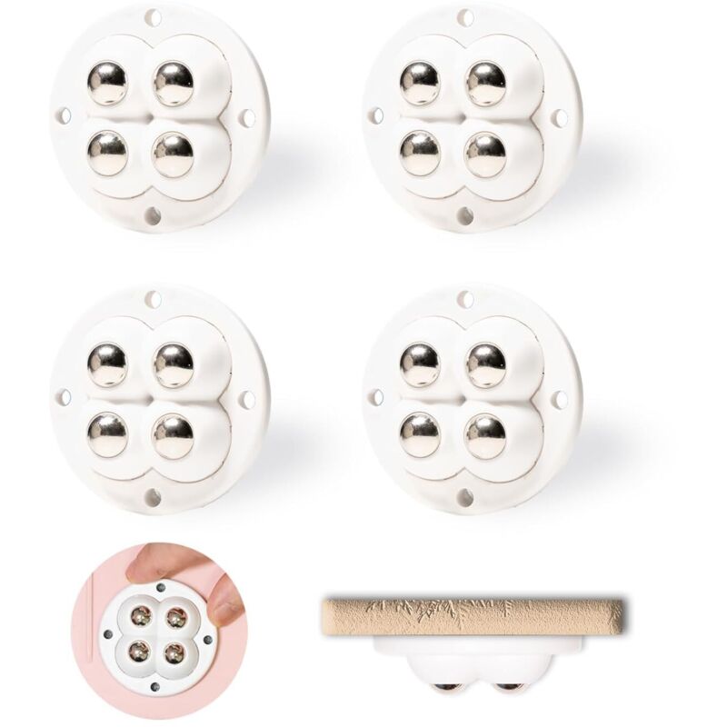 Odipie - Paquet de 4 mini roulettes pivotantes collées en acier inoxydable-roulettes collées pivotantes à 360 degrés pour le rangement des petits