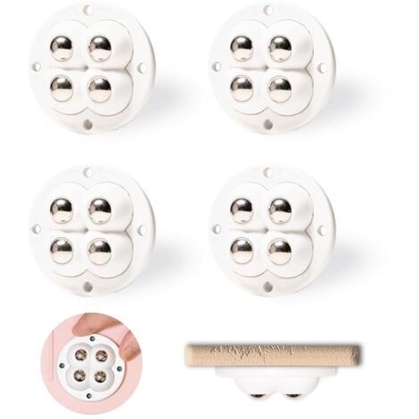 Paquet de 4 mini roulettes pivotantes collées en acier inoxydable-roulettes collées pivotantes à 360 degrés pour le rangement des petits appareils