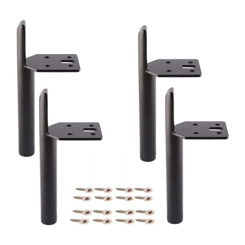 Cyslmuk - Paquet de 4 pieds de meubles modernes de 15 cm, pieds d'armoire de remplacement, pieds de table avec vis noirs