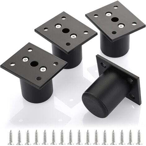 Paquet de 4 pieds de meubles réglables de 2 pouces, pieds de meubles de canapé en aluminium, pieds de meubles de bricolage, pieds de remplacement de meuble TV, repose-pieds, canapé, armoire, noir