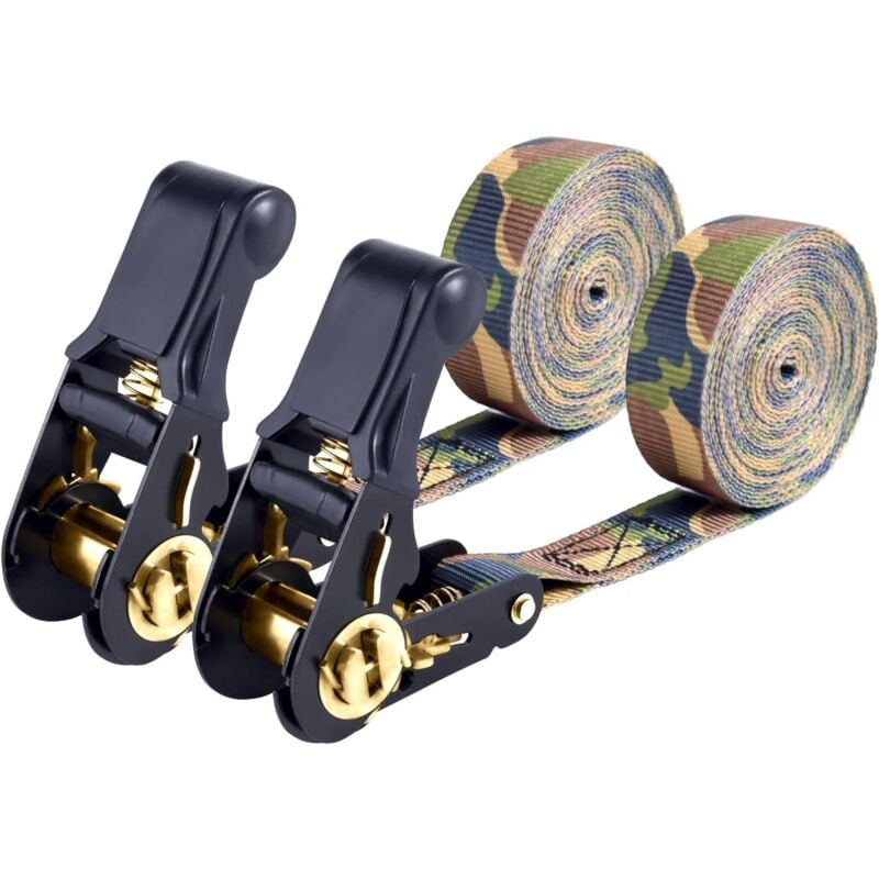 Pack de 2 Sangles à Cliquet 3m x 25mm, Camouflage