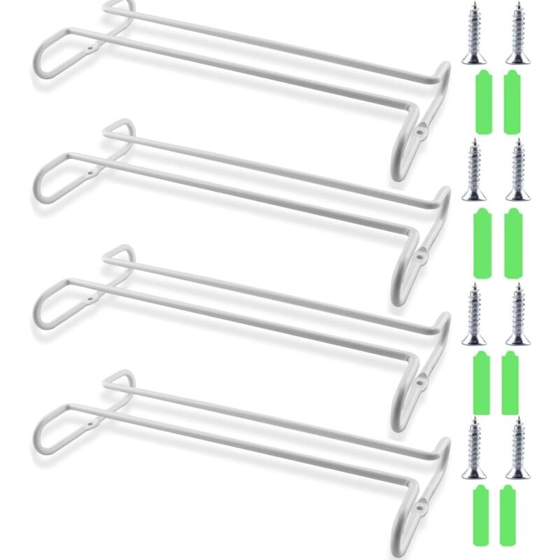 Ersandy - Paquet de 4 Supports à Verres à Vin, Support de Verres Sous étagère d'armoire, Rangement avec Support de Verres à Pied, Support de Verre à